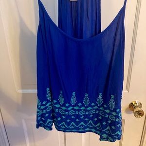 mossimo dark blue tank top with teal pattern
